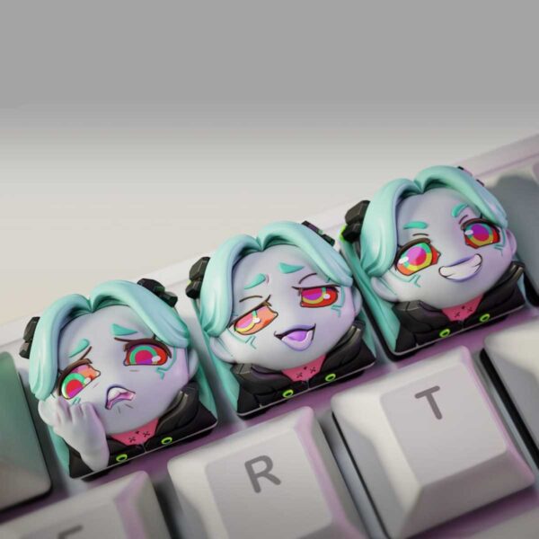3x Keycaps para teclado mecánico de Rebecca Cyberpunk